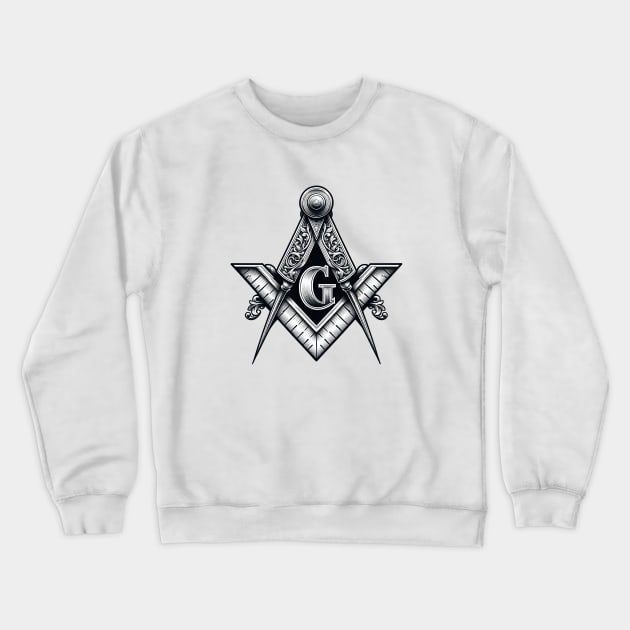 Ornate Square & Compass Masonic Freemason Crewneck Sweatshirt by HUNTINGisLIFE